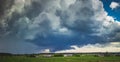 Severe supercell storm clouds with wall cloud and intense rain Royalty Free Stock Photo