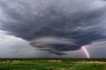 Supercell storm with dramatic clouds and lightning