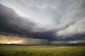 A supercell storm drops large amounts of rain and hail over the high plains of Wyoming.