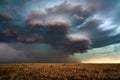 Supercell thunderstorm with dark clouds and dramatic sky