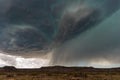 Supercell thunderstorm with dramatic clouds and hail. Royalty Free Stock Photo
