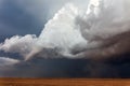 Supercell thunderstorm and funnel cloud