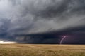 Supercell thunderstorm and lightning bolt Royalty Free Stock Photo