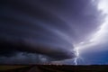 Supercell thunderstorm and lightning bolt Royalty Free Stock Photo