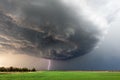 Supercell thunderstorm with lightning bolt Royalty Free Stock Photo