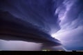 Supercell thunderstorm with lightning during a severe weather outbreak Royalty Free Stock Photo