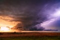 Supercell thunderstorm with lightning and storm clouds