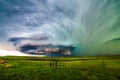 Supercell thunderstorm over a field Royalty Free Stock Photo