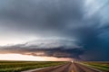 Supercell thunderstorm over a road Royalty Free Stock Photo