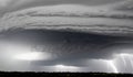 A supercell thunderstorm, presence of a mesocyclone. Moisture streams in from the side of the precipitation-free base Royalty Free Stock Photo