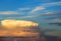 Supercell thunderstorm sunset and the blue sky and cirrus clouds. Royalty Free Stock Photo