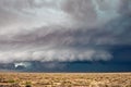 Supercell thunderstorm with wall cloud. Royalty Free Stock Photo