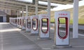 Supercharging stations for Tesla cars in Kettleman City, CA Royalty Free Stock Photo