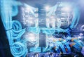 Supercomputer data center. Fiber Optical Royalty Free Stock Photo