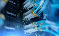 Supercomputer data center. Fiber Optical Royalty Free Stock Photo