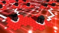 Supercomputer network on in red hexagon shaped Royalty Free Stock Photo
