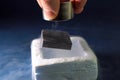 a Superconductivity of magnets in liquid nitrogen Royalty Free Stock Photo