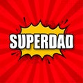 Superdad logo template. Frame with divergent rays. Super dad shield.