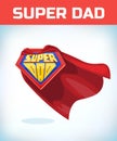 Superdad sign. Super dad. Father day. Shield isolated on blue background. vector illustration.