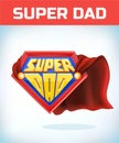 Superdad sign. Super dad. Father day. Shield isolated on blue background. vector illustration.