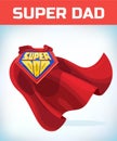 Superdad sign. Super dad. Father day. Shield isolated on blue background. vector illustration.