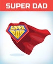 Superdad sign. Super dad. Father day. Shield isolated on blue background. vector illustration.