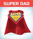 Superdad sign. Super dad. Father day. Shield isolated on blue background. vector illustration.