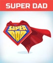 Superdad sign. Super dad. Father day. Shield isolated on blue background. vector illustration.