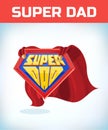 Superdad sign. Super dad. Father day. Shield isolated on blue background. vector illustration.