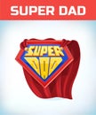 Superdad sign. Super dad. Father day. Shield isolated on blue background. vector illustration.