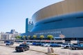 Superdome with Parking Lot and Hint of Skyline in New Orleans Royalty Free Stock Photo