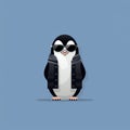 Superflat Style Penguin Pixel Art With Sunglasses And Jacket