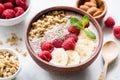 Superfood acai smoothie bowl with toppings