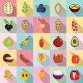 Superfood icons set, flat style