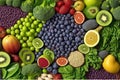 Superfood medley, organic food background for a balanced, healthy diet