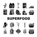 Superfood Natural And Vitamin Icons Set Vector