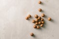 Superfood. Organic macadamia nut on stone background