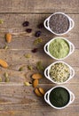 Superfood raw seeds and powder Royalty Free Stock Photo