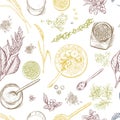 Superfood. Seamless botanical pattern Royalty Free Stock Photo