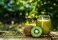 Superfood smoothie kiwi. Healthy green kiwi smoothie