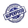 Superfood word with blue round stamp