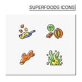 Superfoods color icons set