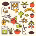 Superfoods color line icons.