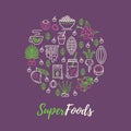 Superfoods line vector concept.