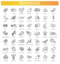 Superfoods line vector icons. Organic superfoods