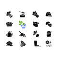 Superfoods variety black glyph icons set on white space