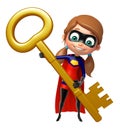 Supergirl with Key Royalty Free Stock Photo