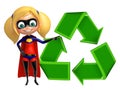 Supergirl with Recycle sign