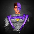 Superhero in abstract low poly polygon style