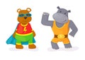 Superhero animal kids with a superhero cape and masks